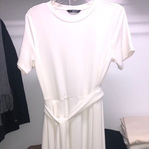White Midi Dress with Belt